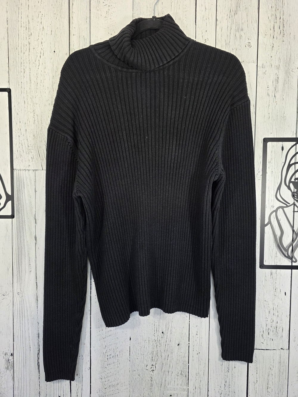 GAP Black Ribbed Turtleneck Sweater Size Large Winter Cozy Casual Classic